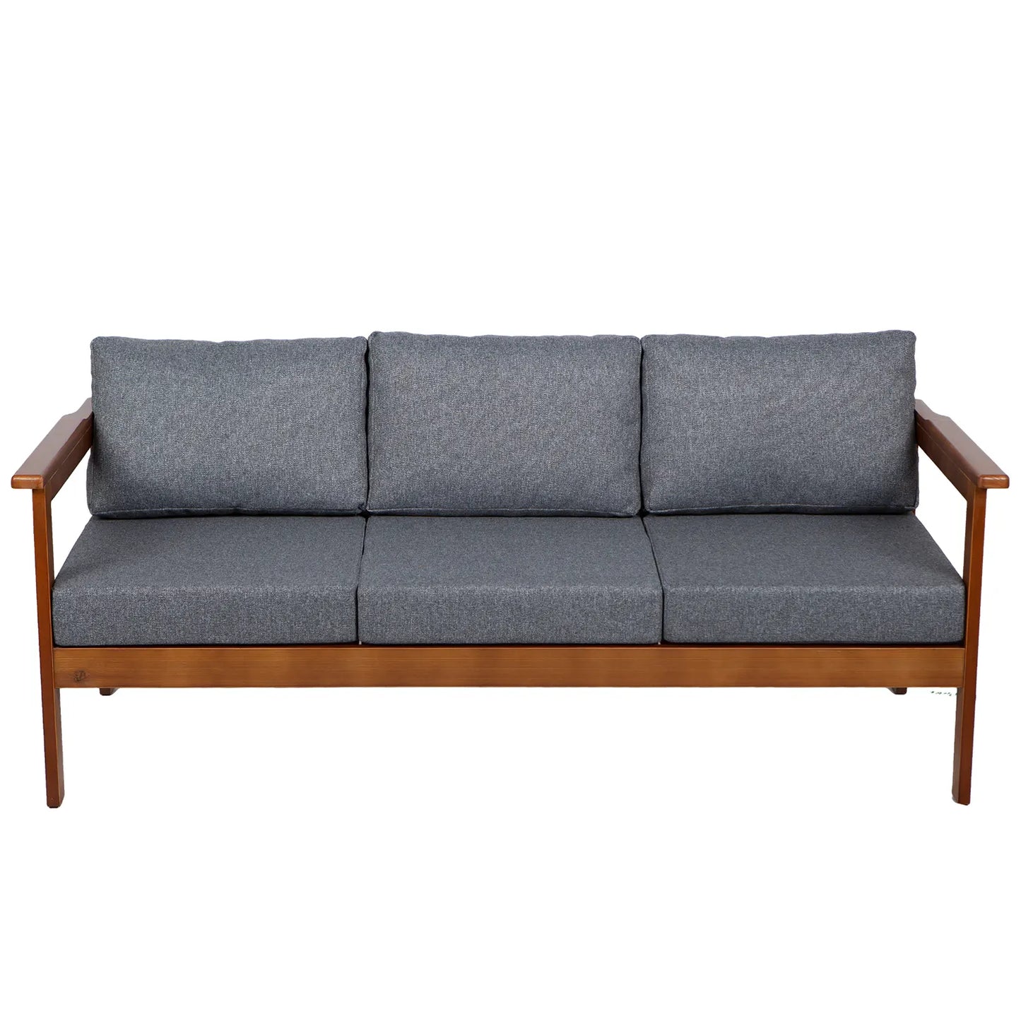 drewniana sofa ogrodowa 3 osobowa cozy forest brown z poduszkami darkgrey